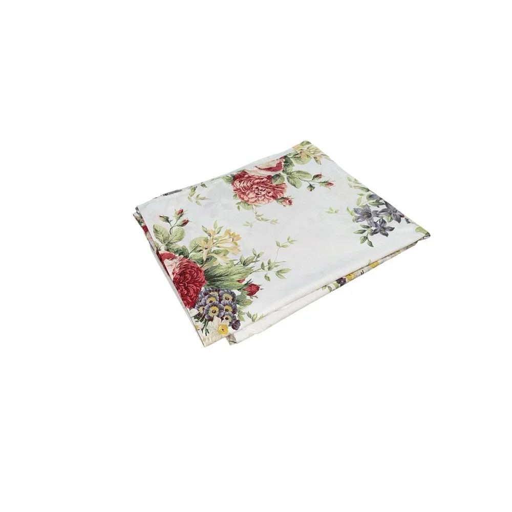 Vintage Cannon Floral Flat Sheet Full Size No Iron Cotton Blend Percale Stunning